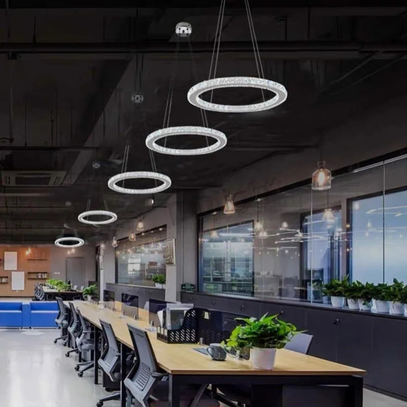 DecorBites™ Crystal Rings Pendant Chandelier: Modern Ceiling Lamp for Living Room Decoration