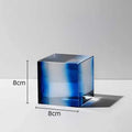 DecorBites™ Crystal Cube Ornaments Clear Glass Sculpture Desk Decoration Geo Graded Square
