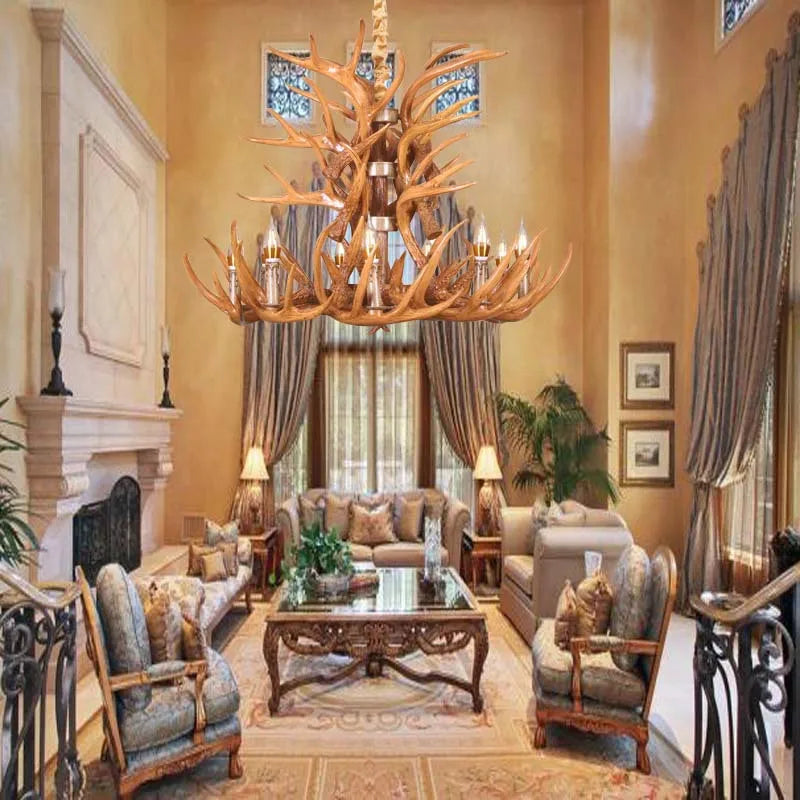 DecorBites™ Antler Pendant Chandelier for Home and Bar Decor - Industrial Deer Horn Fixture