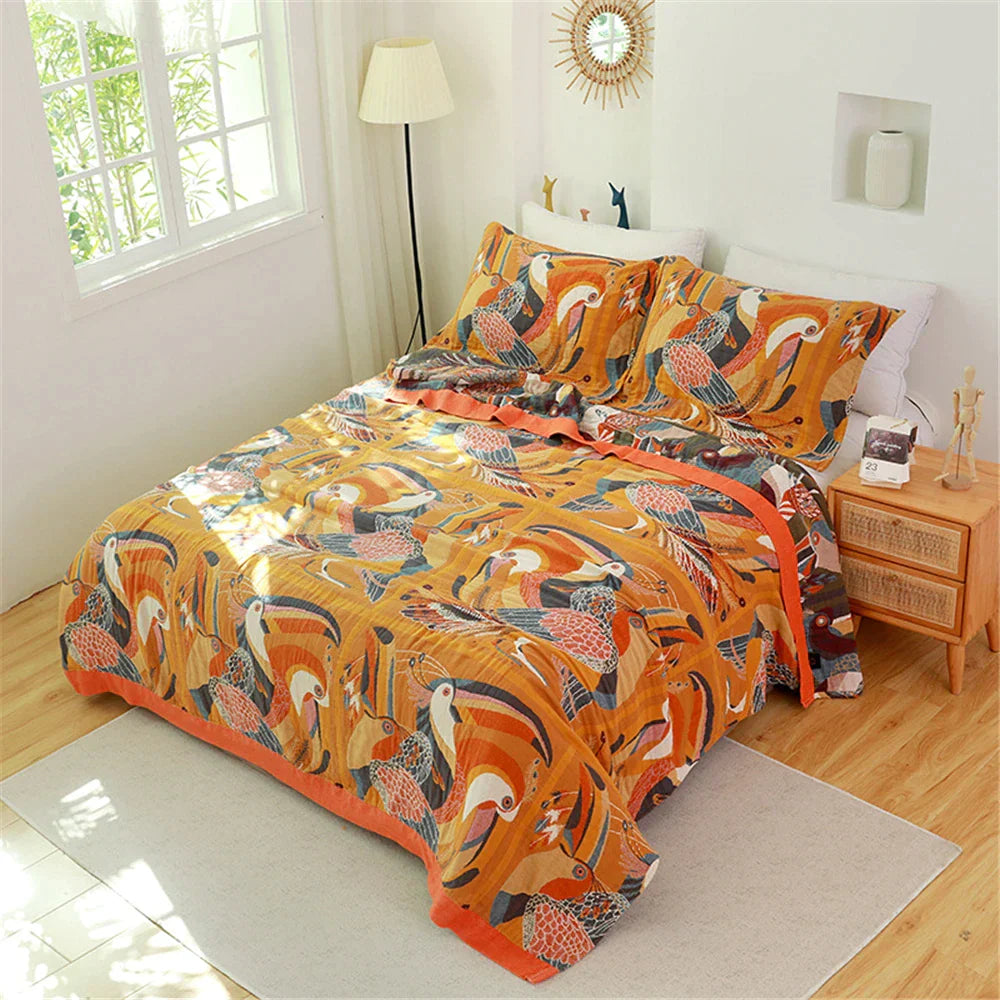 Couverture Serviette en Gaze de Coton DecorBites™ - Jacquard Double Face Teint en Fil pour Adultes et Enfants