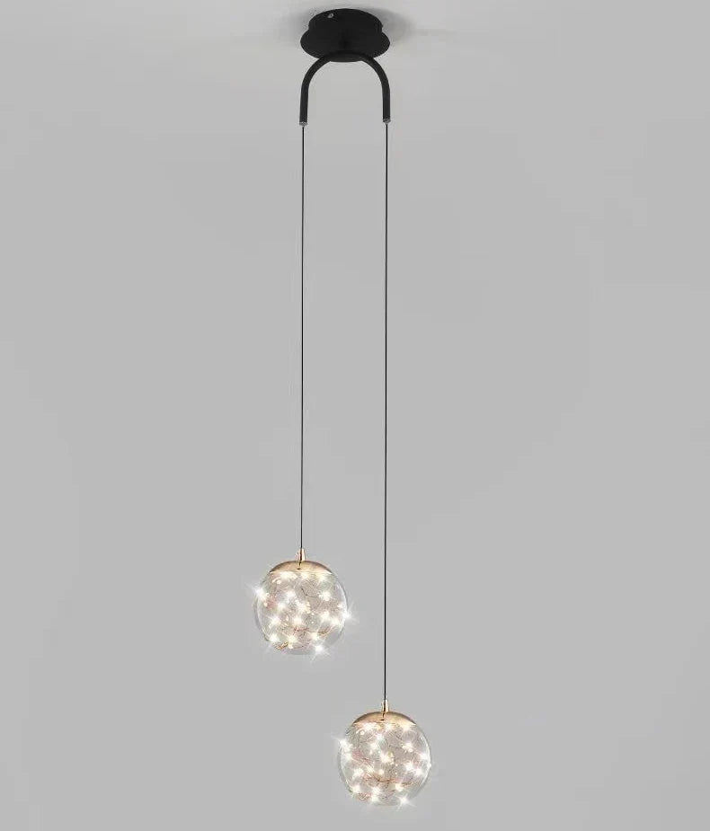 DecorBites™ Glass Ball Dual Head Pendant Light for Bedroom, Modern LED Chandeliers