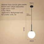 Minimalist Acrylic Globe Pendant Light In Black Or Gold