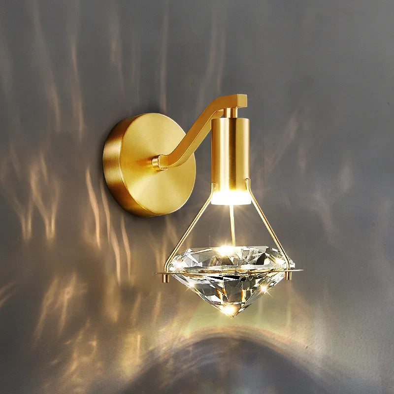 DecorBites™ Crystal Diamond Wall Lamp: Modern Nordic Luxury Lighting for Bedroom & Living Room