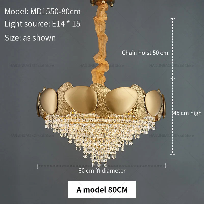 DecorBites™ Crystal Chandelier: Modern Round Headlight for Livingroom and Master Bedroom
