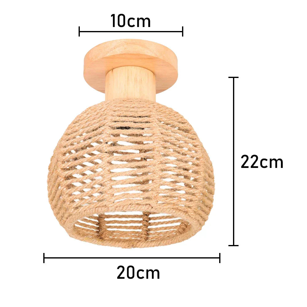 ثريا سقف بحبل القنب من DecorBites™ لغرفة النوم وغرفة المعيشة والمطبخ LED