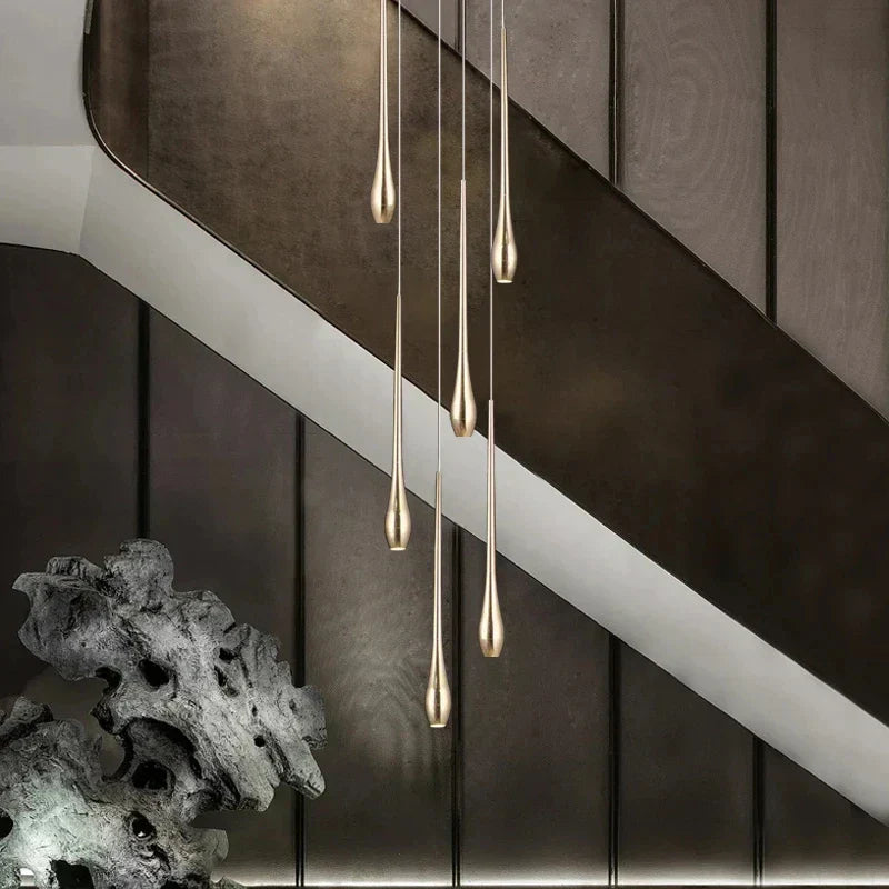 DecorBites™ Gold-Plated LED Ceiling Chandelier for Staircase, Living Room, Kitchen, Attic