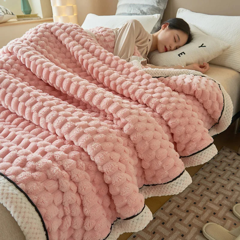 DecorBites™ Coral Fleece Warm Blanket: Cozy Thicken Winter Bed Blanket