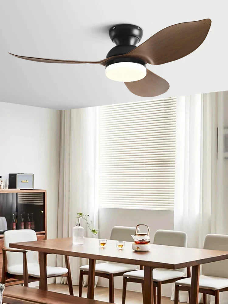 DecorBites™ 48" Black Low Floor Ceiling Fan with Modern Design and LED Light
