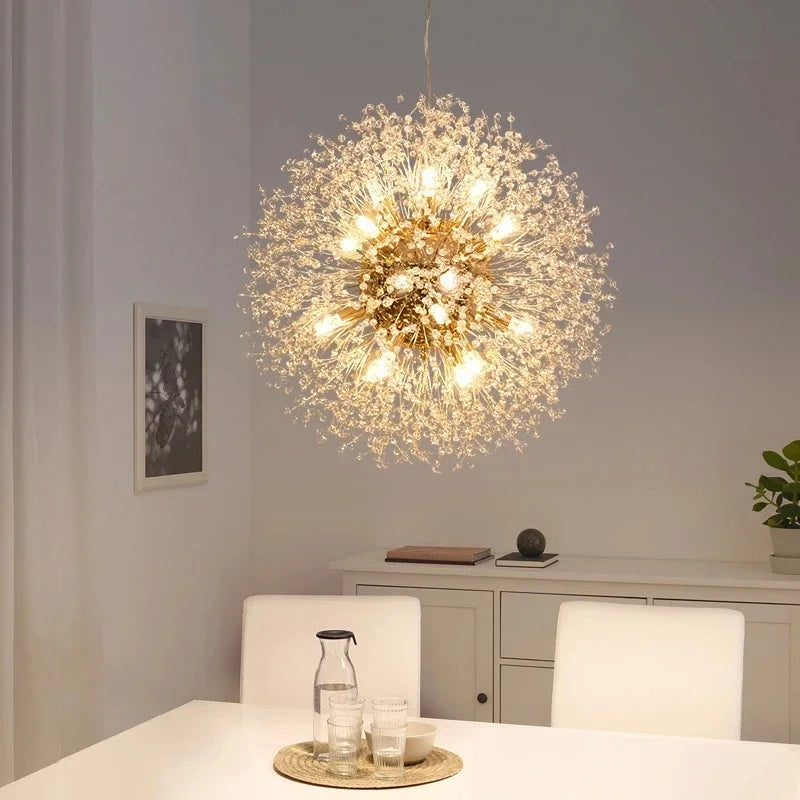 DecorBites™ Dandelion Crystal Chandelier: Modern Nordic Style LED Pendant Light for Living Room