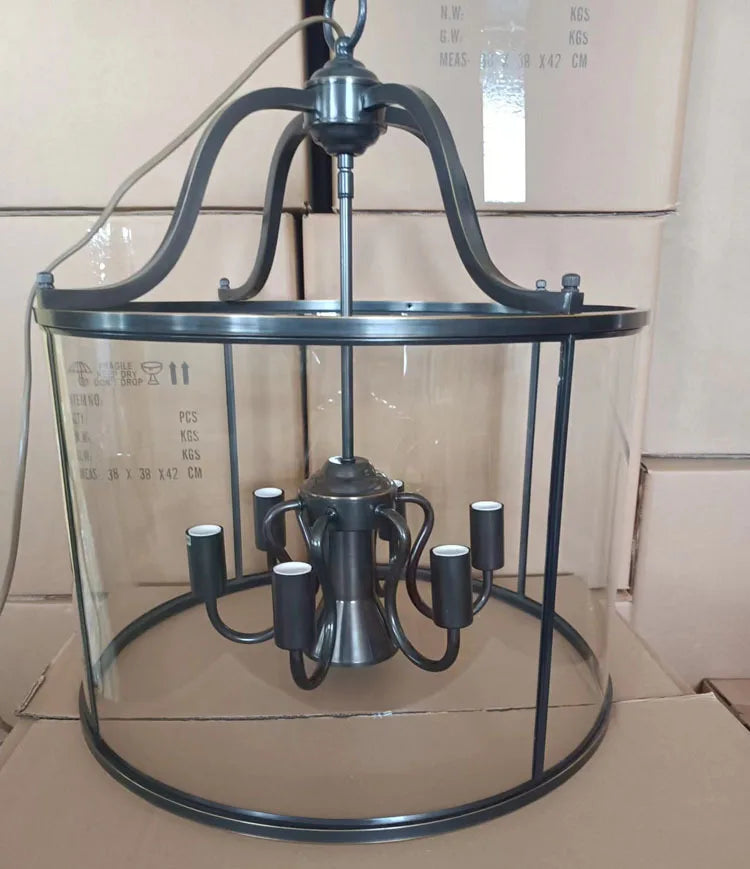 Vintage Copper Birdcage Glass Pendant Light