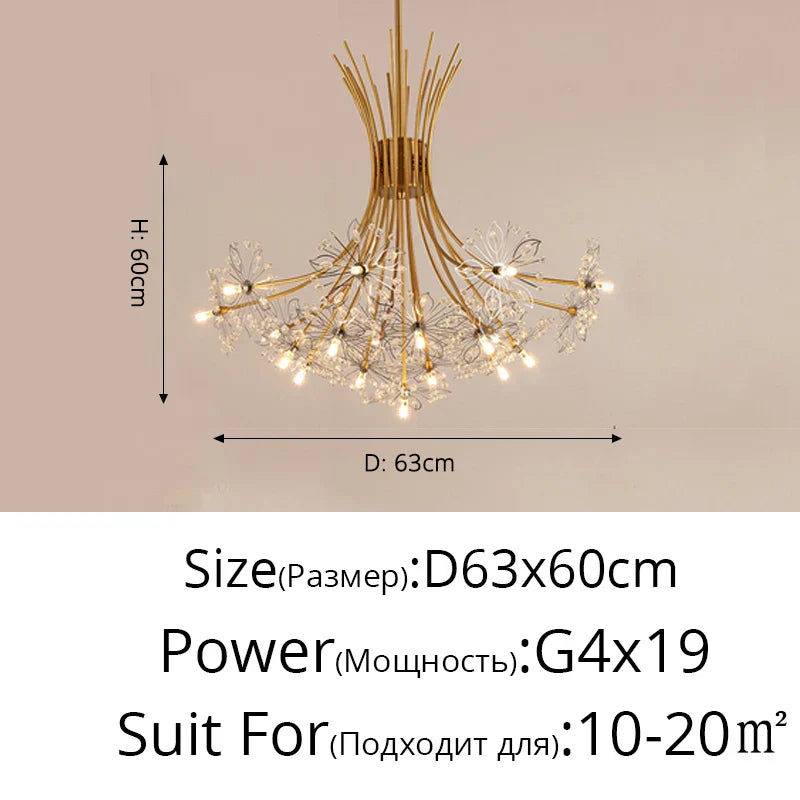 DecorBites™ ثريا ضوء LED على شكل زهرة الهندباء لغرفة المعيشة وغرفة النوم والمطعم بتصميم باقة