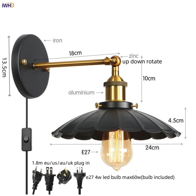 مصباح جداري صناعي LED ذهبي من DecorBites™ لإضاءة السلالم في العليّة وغرفة النوم