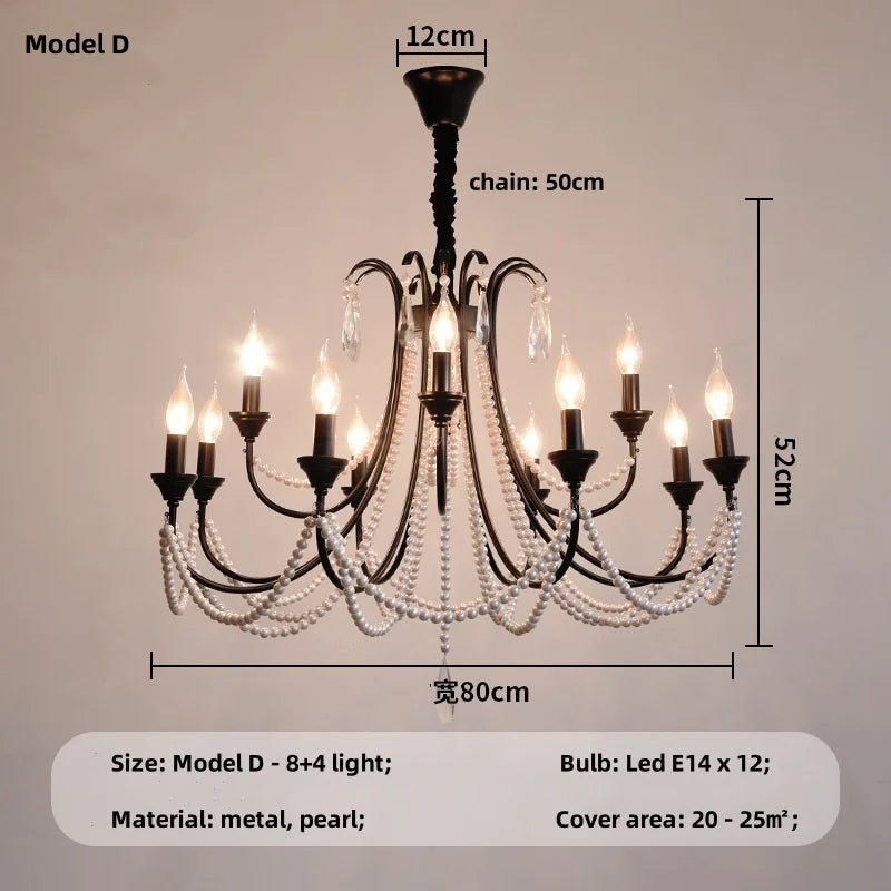 DecorBites™ Elegant Black Crystal Chandelier Pendant Light for Living Room