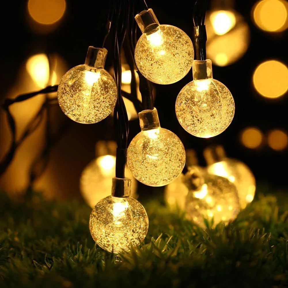 DecorBites™ Crystal Ball Solar Fairy Lights for Outdoor Garden Christmas Wedding Decor