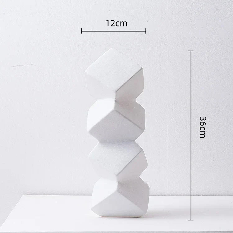 DecorBites™ Geometric Square Sculpture Stack Figurine Home Decoration Accessory