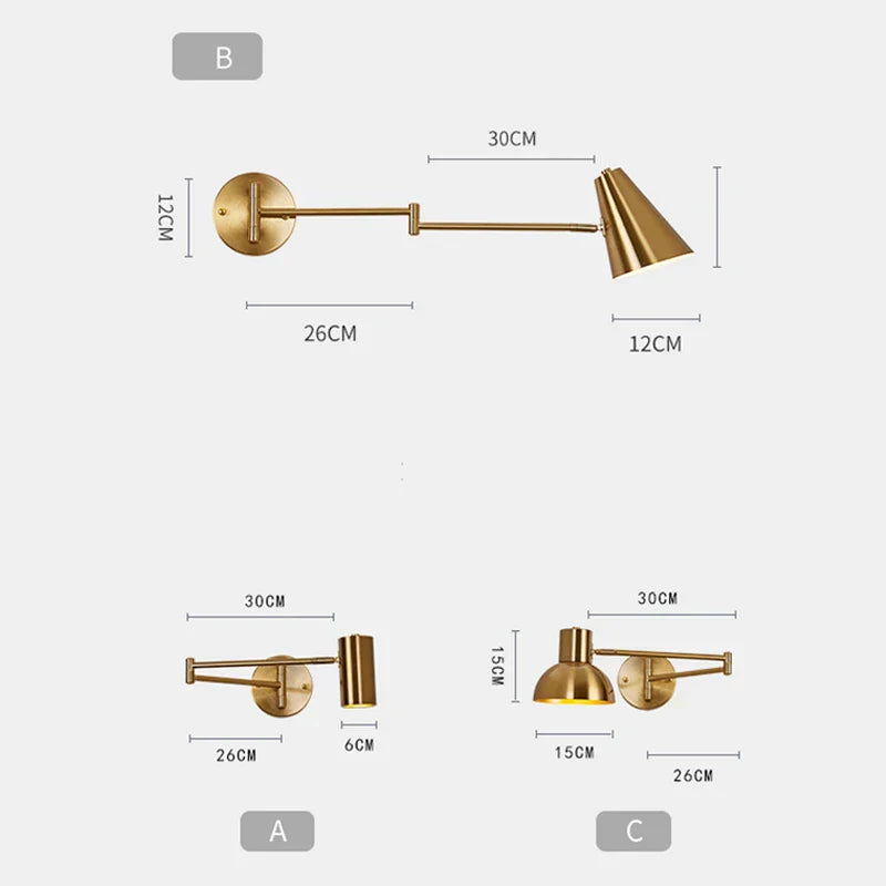 DecorBites™ Adjustable Swing Arm Wall Lamp for Bedroom, Restaurant, and Luxury Ambiance