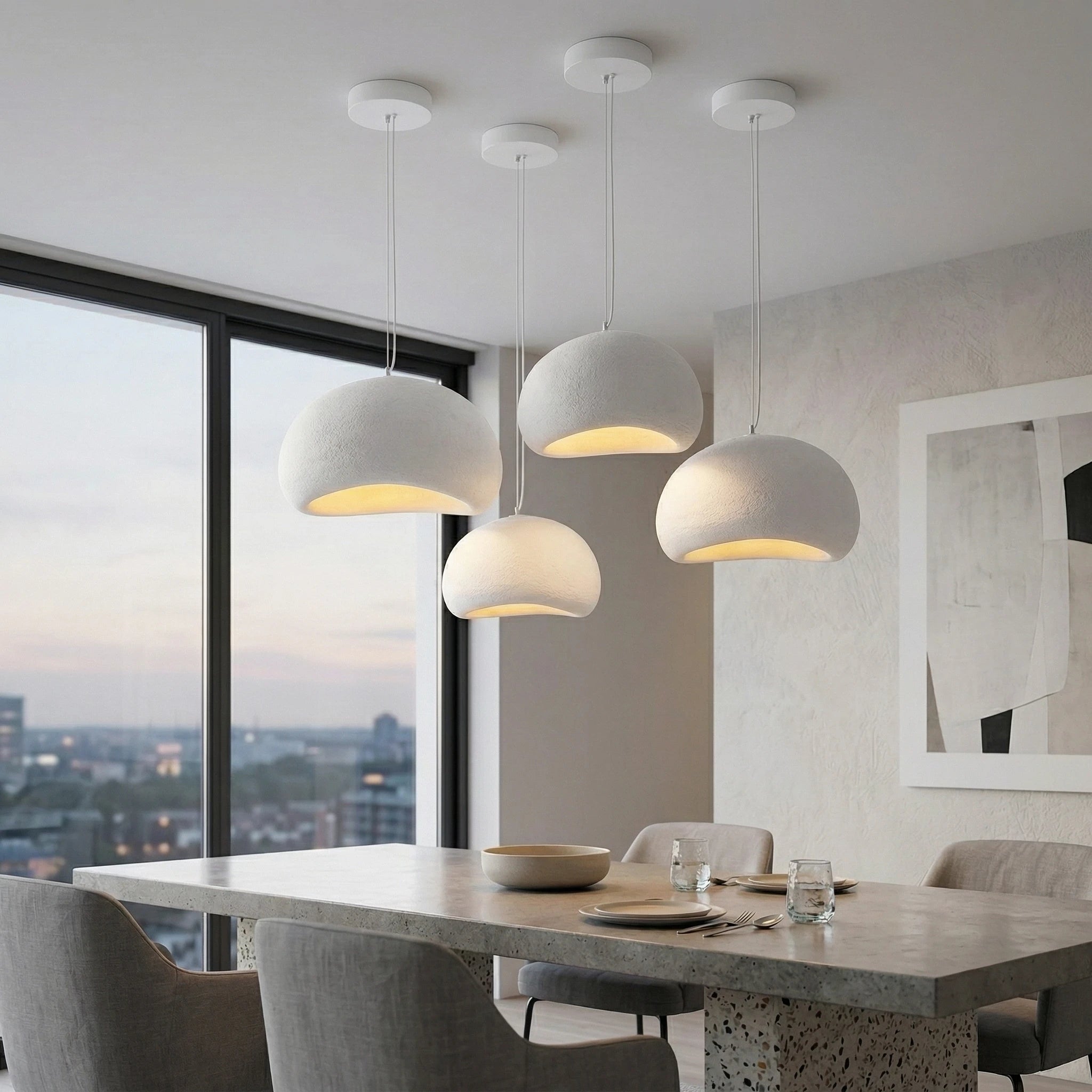 Wabi Sabi White Or Gray Sculpted Pendant Light