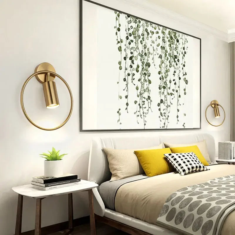 DecorBites™ Adjustable LED Brass Gold Ring Wall Sconce Light for Home Hotel Bar