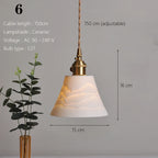 Japanese Ceramic Pendant Light With Copper Finish