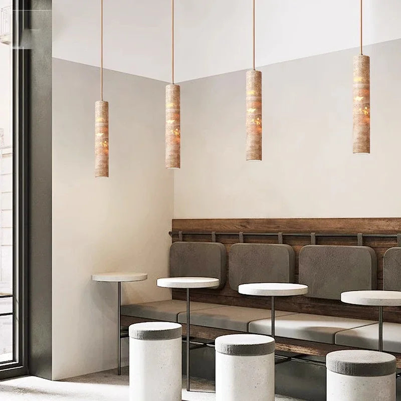 Cream Marble Linear Pendant Light