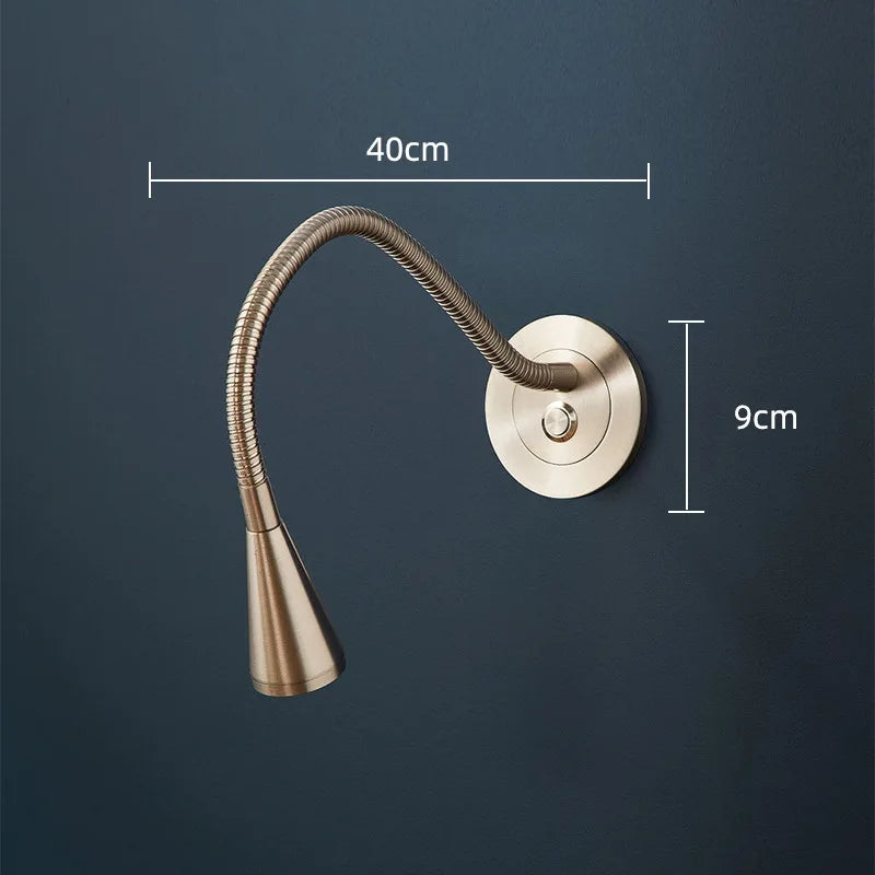 DecorBites™ Aluminum LED Gooseneck Wall Sconce for Bedroom Spotlight Reading Light