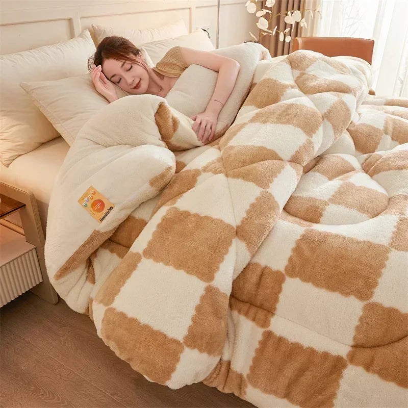 DecorBites™ Cozy Checkerboard Cashmere Weighted Blanket for Ultimate Winter Warmth