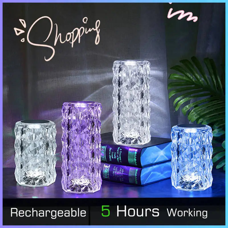 DecorBites™ Crystal LED Night Light, USB Rechargeable Ambient Lamp for Room Decor