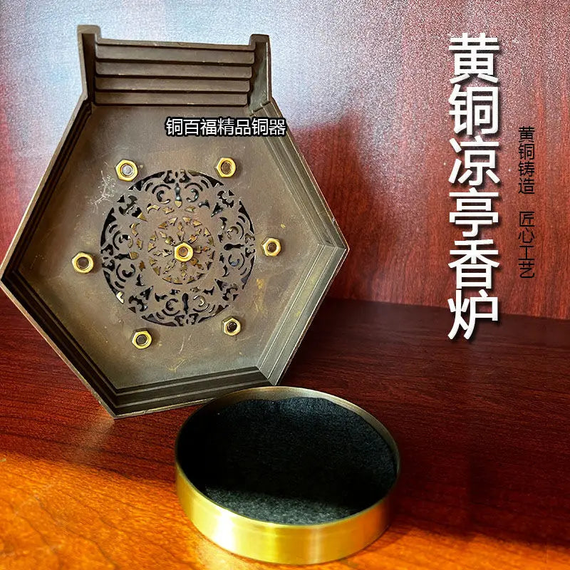 "DecorBites™ Zen Brass Incense Burners & Decorative Ancient Pavilion Collection"