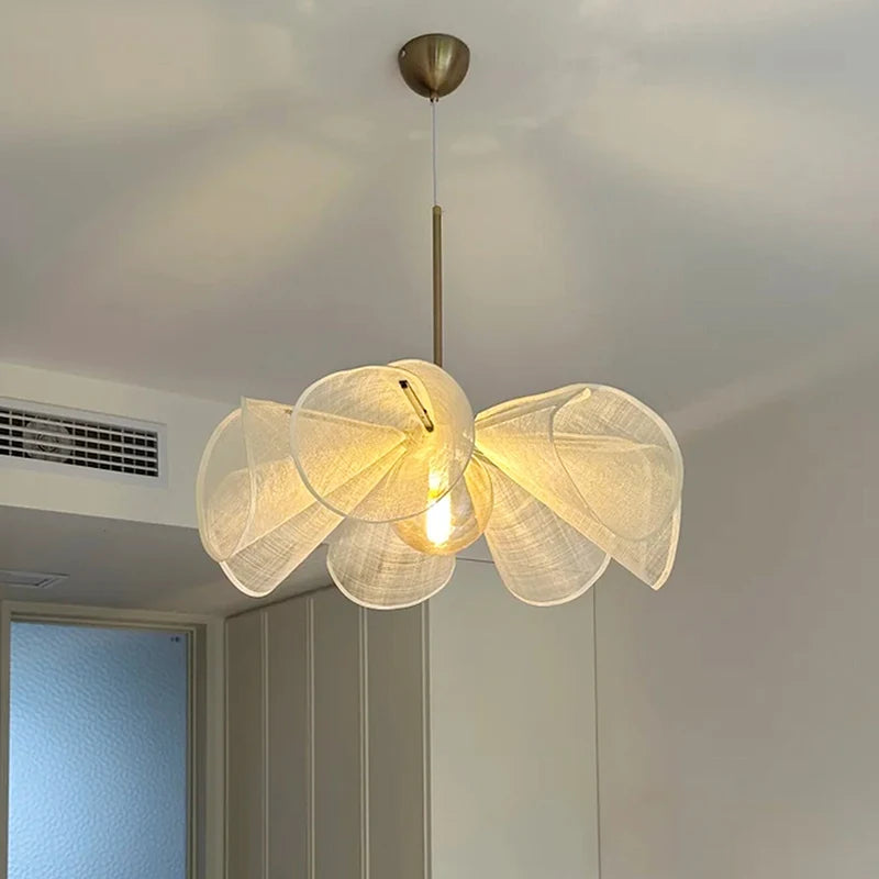 Wabi-Sabi Fabric Flower Pendant Light
