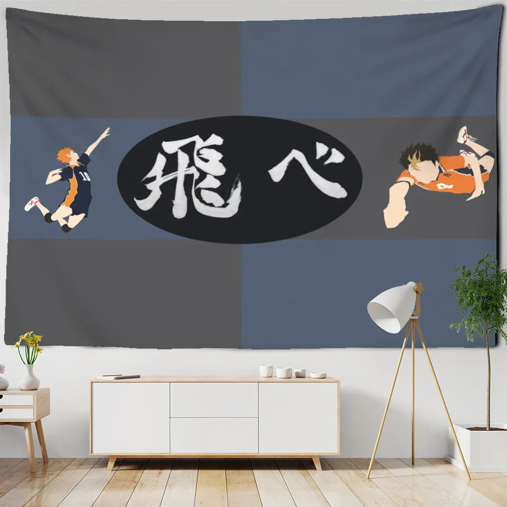 DecorBites™ Haikyuu Black White Letters Tapestry Wall Hanging - Psychedelic Home Decor