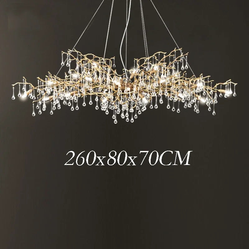 ثريا كريستال ذهبية من DecorBites™: إضاءة LED عصرية فاخرة لغرفة المعيشة والفيلا