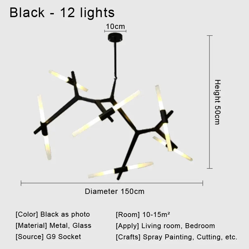 DecorBites™ Glass LED Chandelier Ceiling Light for Modern Nordic Design Home Decor