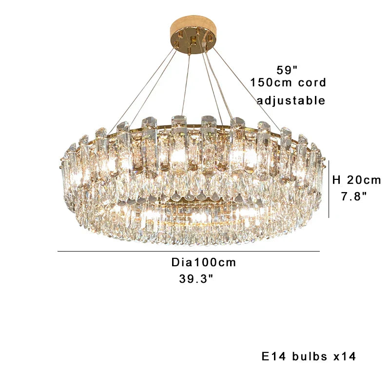 DecorBites™ Clear Crystal Oval Chandelier | Luxury Dining Room Light | Height Adjustable Hanglamp