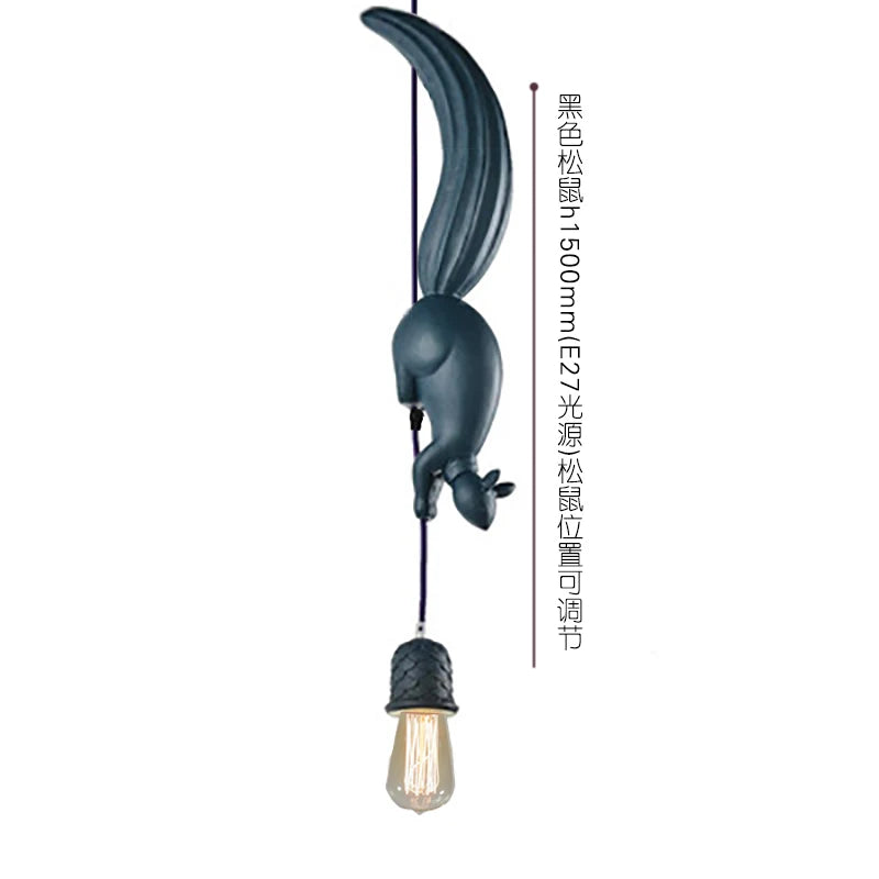 Nordic Resin Squirrel Pendant Light in White