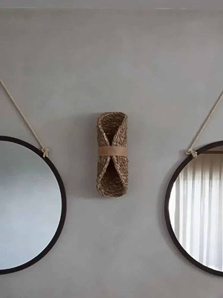 شمعدان حائط راتان من DecorBites™ بتصميم ياباني وabi-Sabi لديكور المنزل