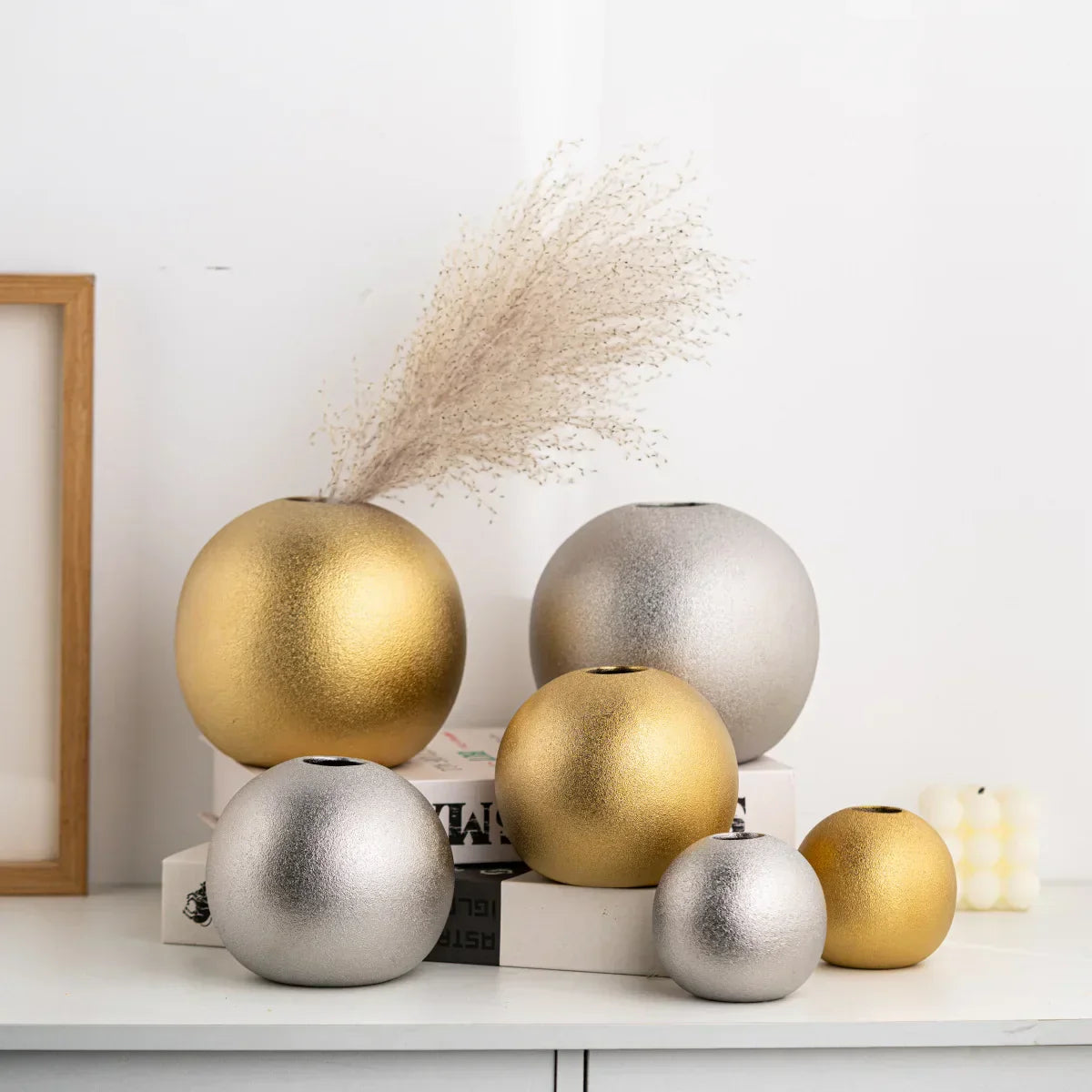 DecorBites™ Geometric Gold & Silver Vase for Chic Flower Arrangements & Home Decor