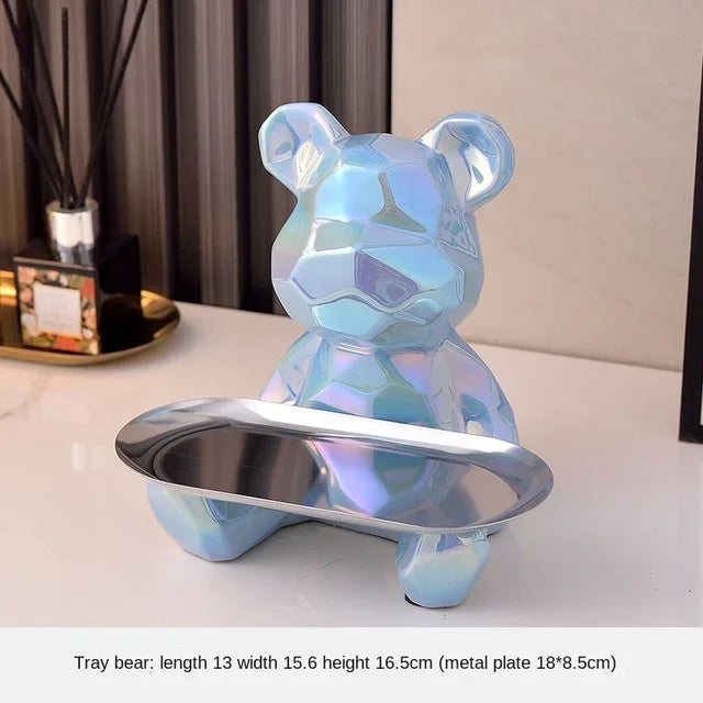 DecorBites™ Geometric Bear Piggy Bank Key Tray Cosmetic Bookshelf Statue & Storage Box