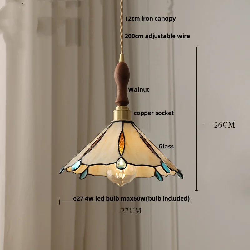 DecorBites™ Butterfly Glass Flower LED Pendant Lamp – Tiffany Style Adjustable Hanging Lamp