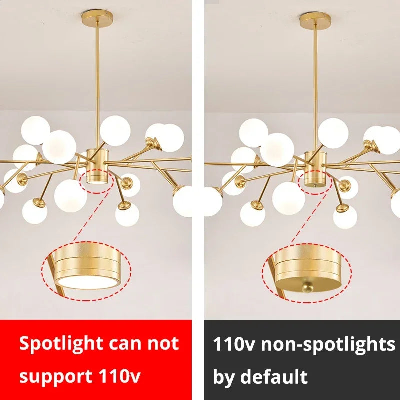 DecorBites™ ثريا سقف LED ذهبية سوداء لغرفة المعيشة وغرفة النوم تركيبات الإضاءة