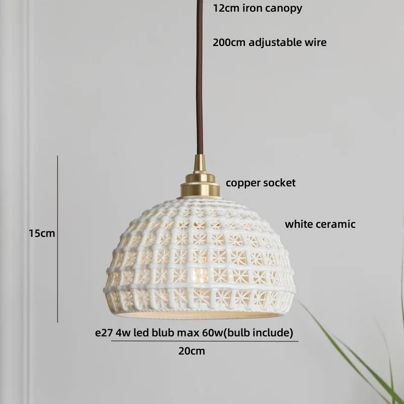 DecorBites™ Brown Wood Ceramic Tassel LED Pendant Lights for Modern Interior Lighting
