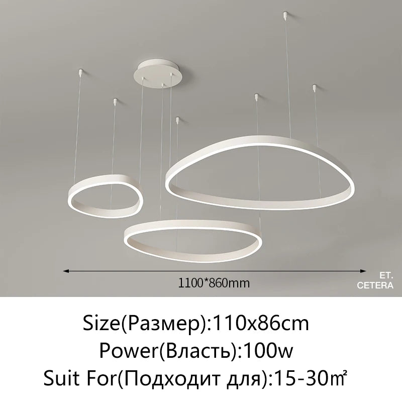 Modern White LED Ring Pendant Chandelier