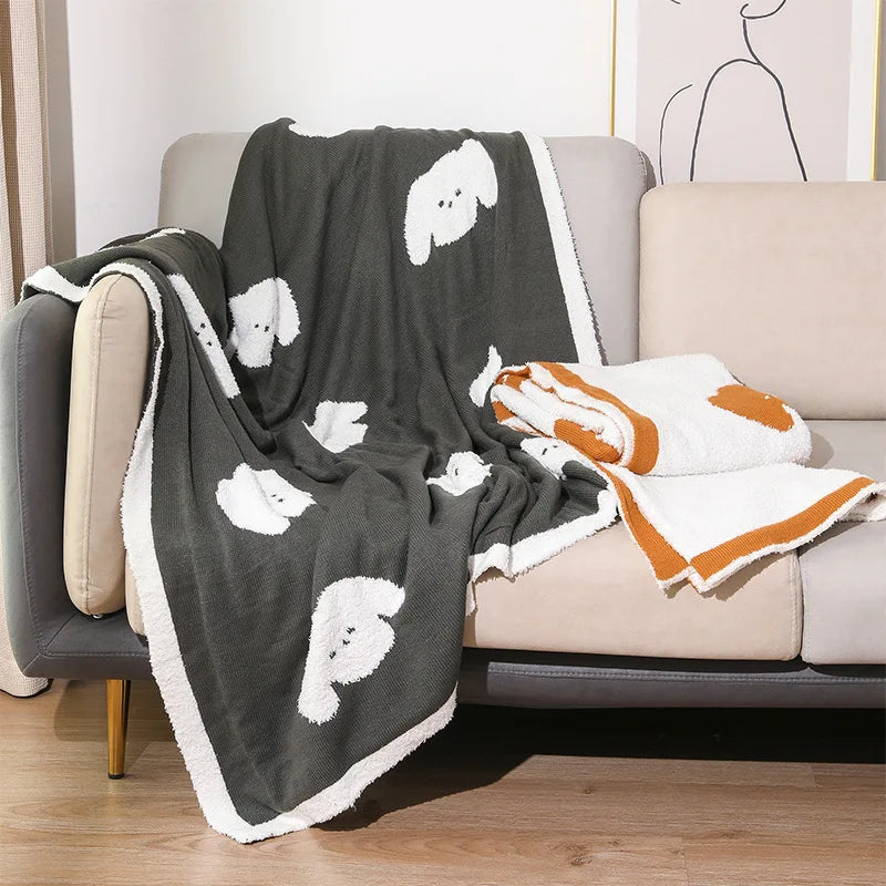 DecorBites™ Cozy Flannel Blanket for Home Office - Double-Sided Knitted Sofa Cover & Quilt