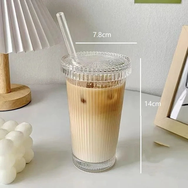 كوب شفاط زجاجي DecorBites™ - هدية زفاف أنيقة على الطراز الياباني للحليب والقهوة والشاي