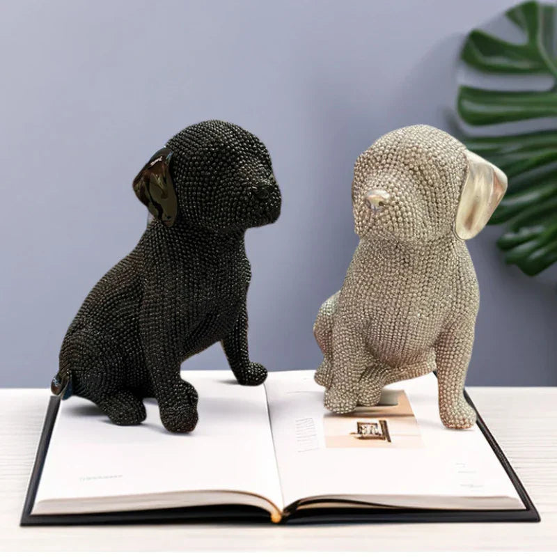 DecorBites™ تمثال كلب لابرادور راتنجي لعرضه على رف الكتب والمكتب
