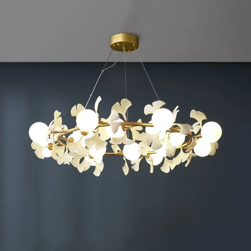 DecorBites™ Gingko Leaf Branch LED Ceiling Chandelier for Modern Living Room and Bedroom