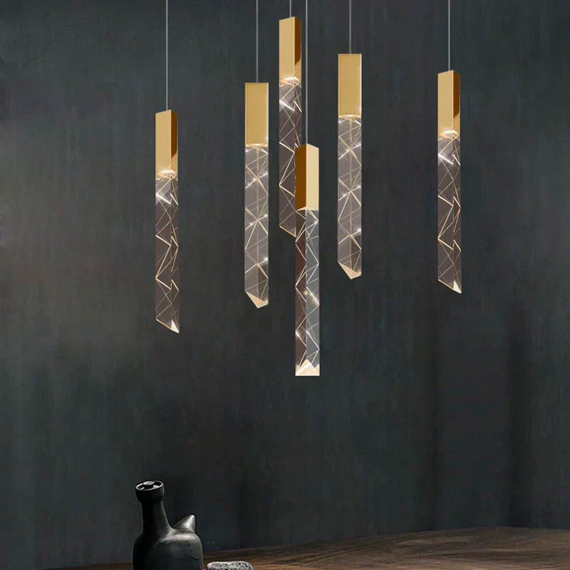 ثريا كريستال ذهبية على شكل درَج من DecorBites™ إضاءة LED متدلية فاخرة إضاءة داخلية فاخرة