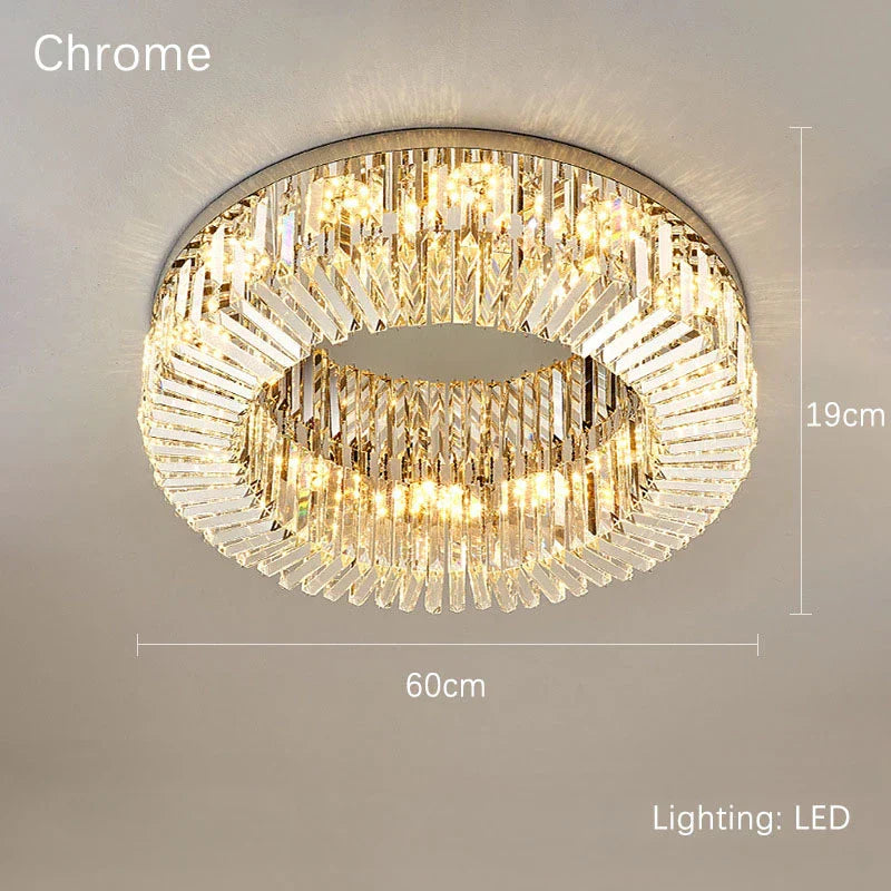 DecorBites™ Crystal Gold LED Ring Ceiling Light - Modern Luxury Home Lighting