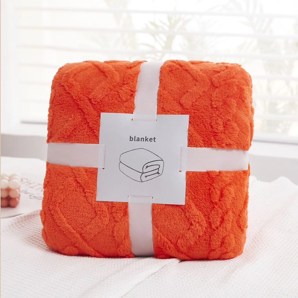 DecorBites™ Cozy Jacquard Plush Blanket: Soft Winter Sofa Throw, Office Travel Nap Shawl