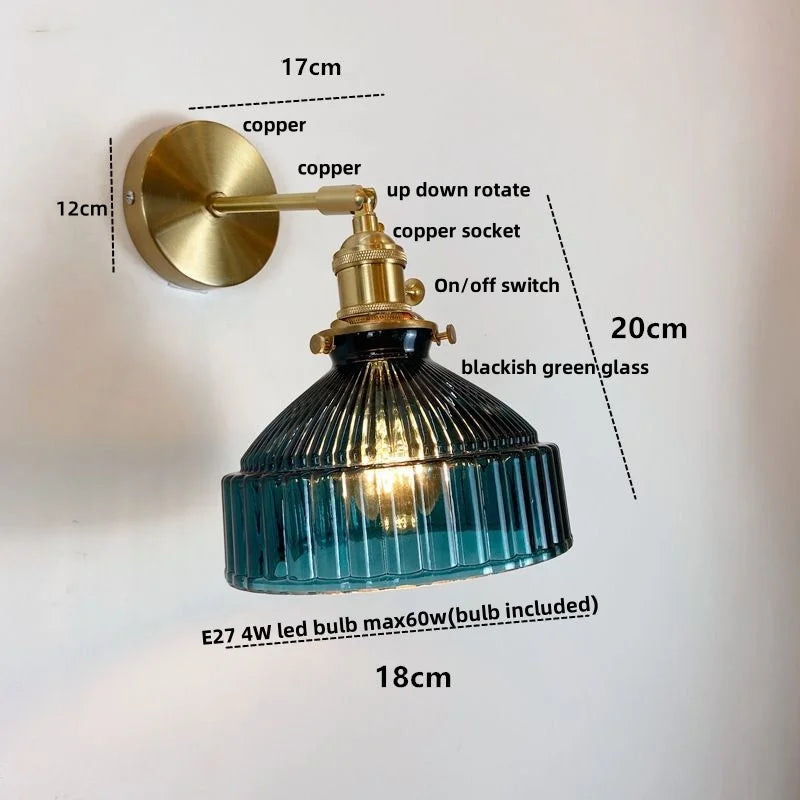 DecorBites™ Clear Glass Copper Socket LED Wall Lamp with Pull Chain Switch