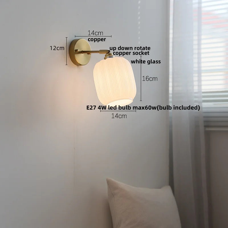 DecorBites™ Japanese Style LED Wall Sconce Glass Rotate Pull Chain Switch Stair Light